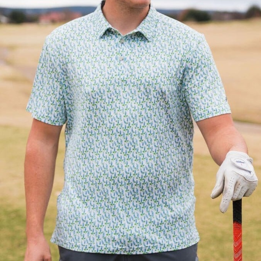 Burlebo Performance Polo in Bluebonnet Print
